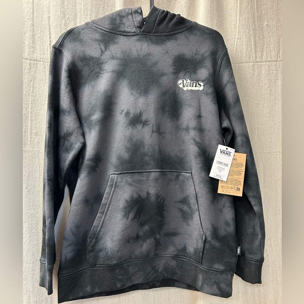 Vans/ MWT/ "Off the Wall" tie-dye hoodie/ size M/ blk n grey
